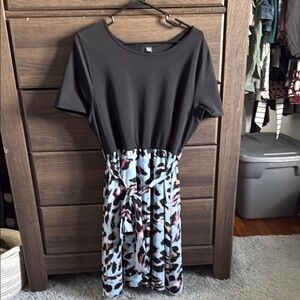 SHEIN curve black and blue leopard dress